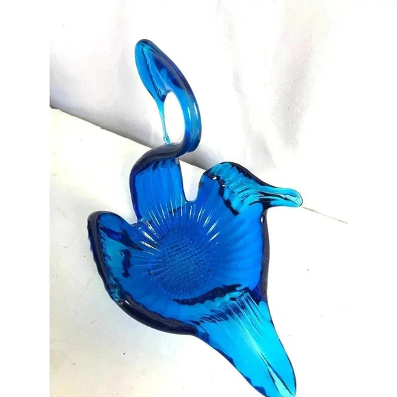 VTG Blue Glass Swan Trinket Candy Dish Bowl 6” Mid Century Modern Lot of 2 - Picture 15 of 15